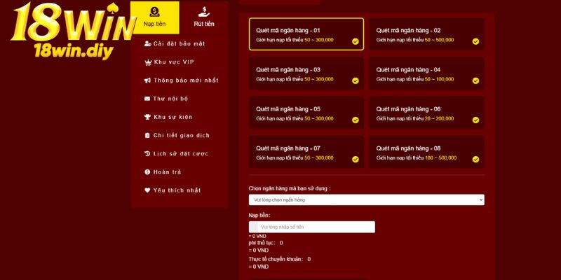 Hướng dẫn nạp tiền 18WIN khá nhanh chóng, an toàn Hướng dẫn nạp tiền 18WIN khá nhanh chóng, an toàn