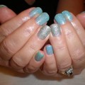 Shellac Manicure - Silver and Blue Rock Star